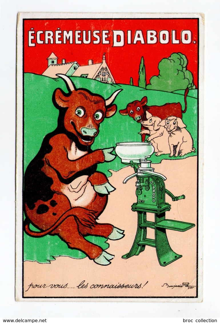 Illustrateur Benjamin Rabier, Publicité écrémeuse Diabolo, Vache, Veau, Cochons - Rabier, B.