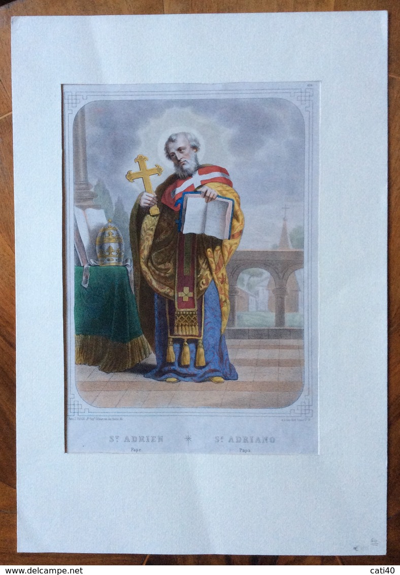 S.ADRIANO PAPA   STAMPA  FIRMATA PARIS L.TURGIS EDITEUR  1860 Circa - Stampe & Incisioni