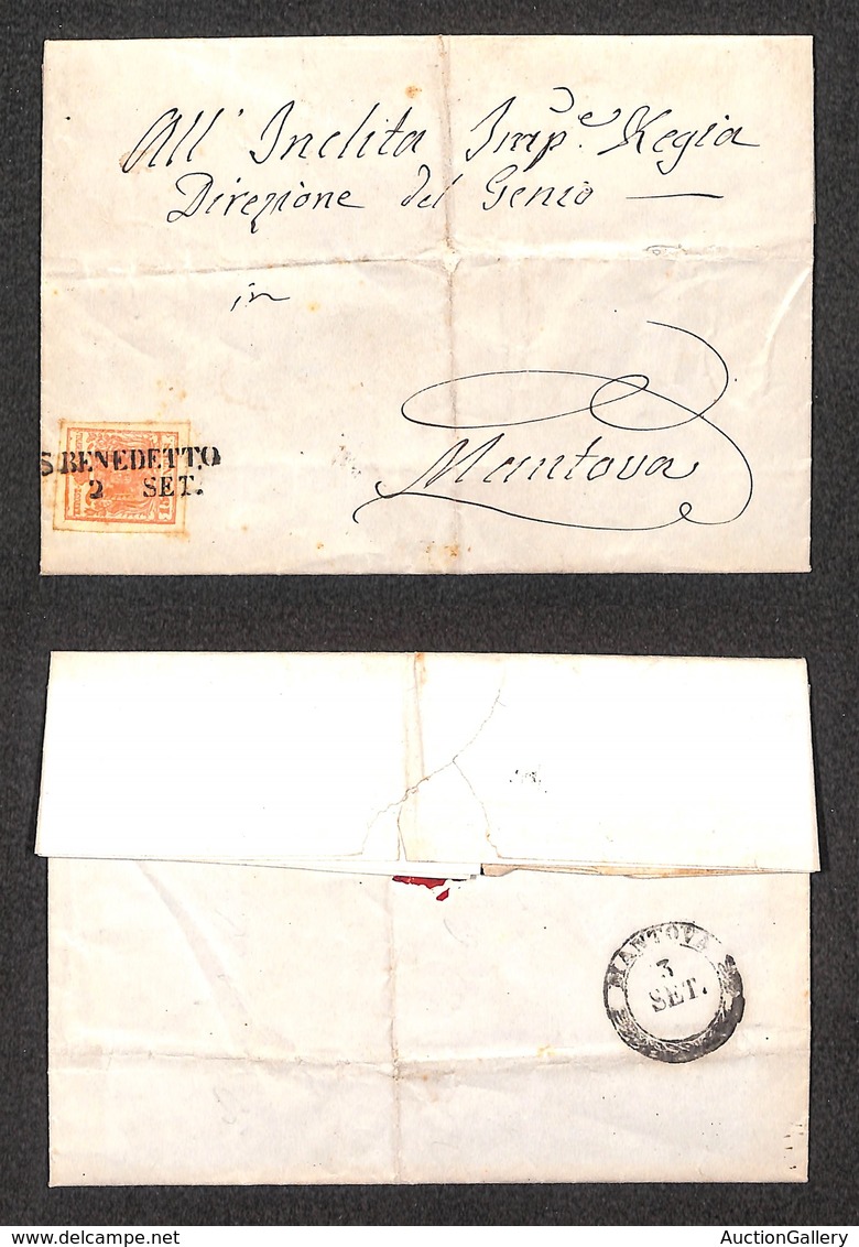 0005 ANTICHI STATI - LOMBARDO VENETO - S.Benedetto (Pt.5) - 15 Cent (5) Su Lettera Per Mantova Del 2.9.52 (380) - Other & Unclassified