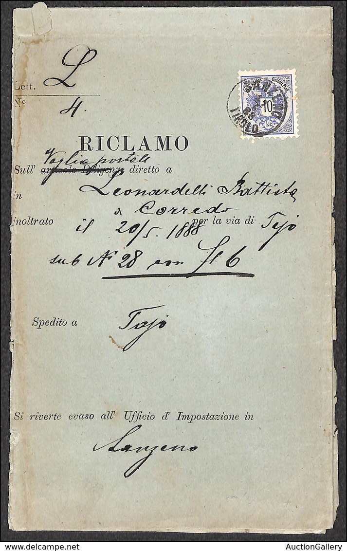 0055 ANTICHI STATI - LOMBARDO VENETO - TERRITORI ITALIANI D'AUSTRIA - Intero Riclamo In Foglio Doppio Del 20.5.88 Da San - Autres & Non Classés