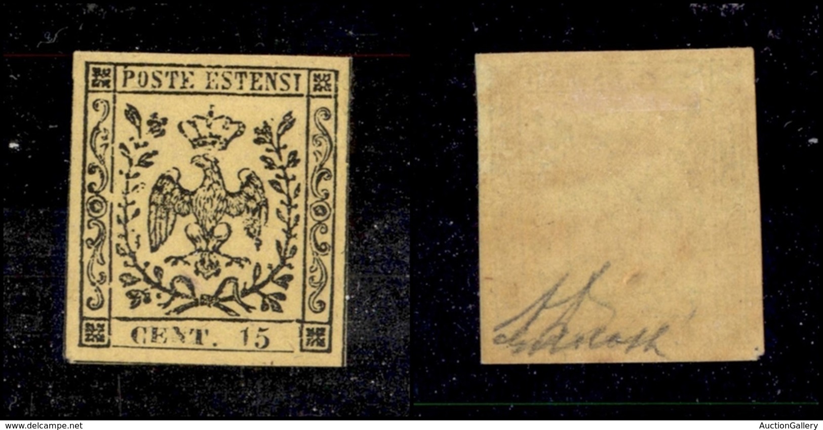 0059 ANTICHI STATI - MODENA - 1852 - 15 Cent (3) - Molto Bello - Diena + G.Bolaffi (150) - Autres & Non Classés