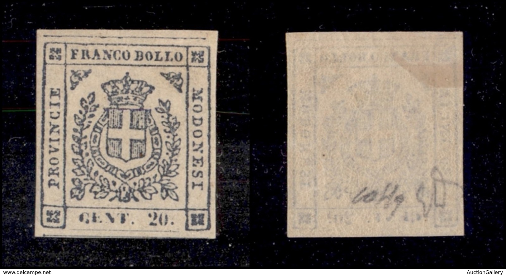 0072 ANTICHI STATI - MODENA - 1859 - 20 Cent Ardesia Violaceo (15) Nuovo Con Gomma - Molto Bello - Diena + Cert. Colla ( - Other & Unclassified