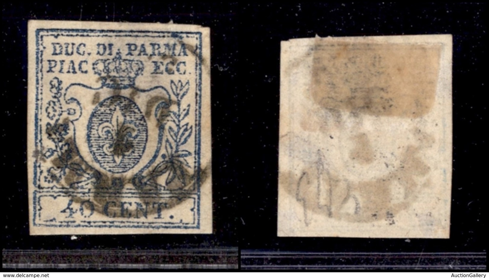 0104 ANTICHI STATI - PARMA - 1857 -  40 Cent Azzurro Scuro (11a) - E.Diena (1.100) - Altri & Non Classificati