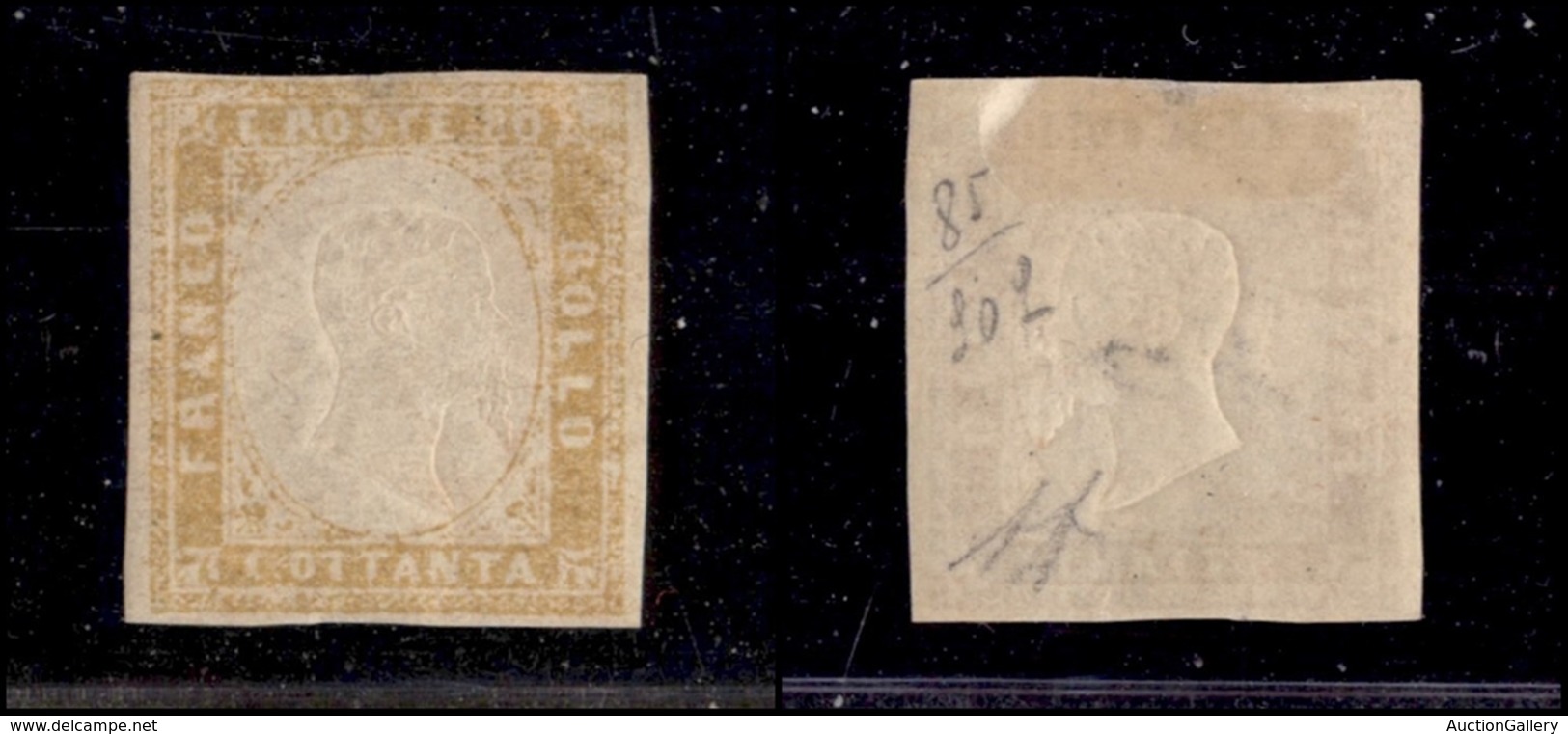 0149 ANTICHI STATI - SARDEGNA - 1859 - 80 Cent Giallo Ocra (17A) - E.Diena (1.800) - Other & Unclassified