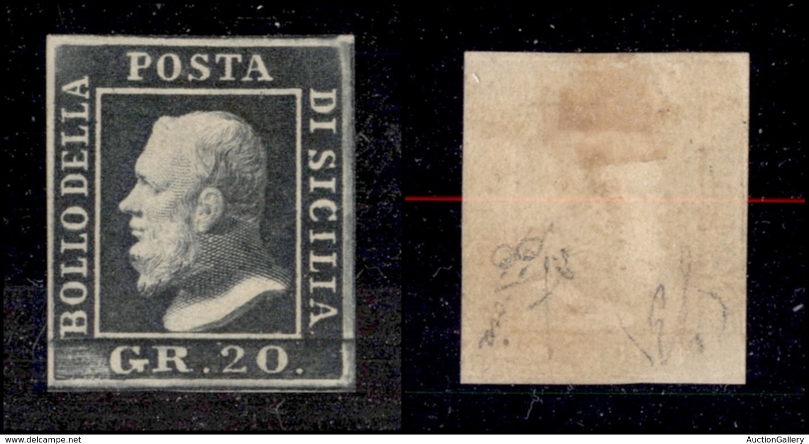 0167 ANTICHI STATI - SICILIA - 1859 - 20 Grana Grigio Ardesia (13) Nuovo Con Gomma - Molto Bello - Fiecchi + Diena (1.65 - Other & Unclassified