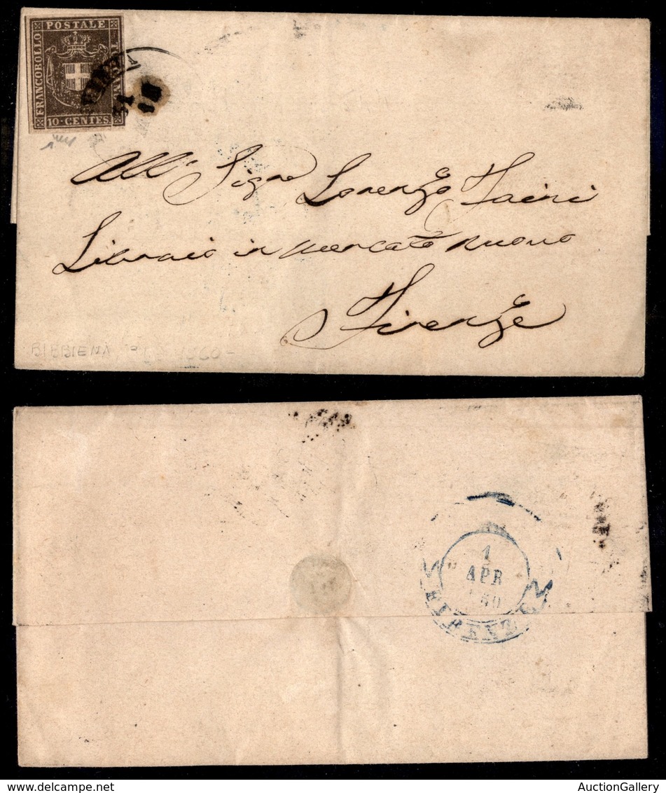 0190 ANTICHI STATI - TOSCANA - Bibbiena (Pti.4) - 10 Cent (19g) Con Ottimi Margini Bianchi E Riga Di Colore - Lettera Pe - Other & Unclassified