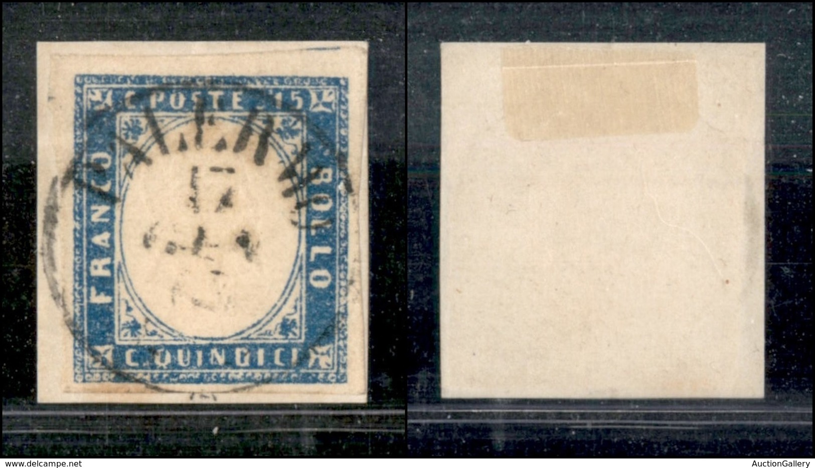 0201 REGNO - 1863 - 15 Cent Celeste Latteo (11d) Su Frammento - Palermo 17.1.63 - Cert. AG (1.675) - Autres & Non Classés