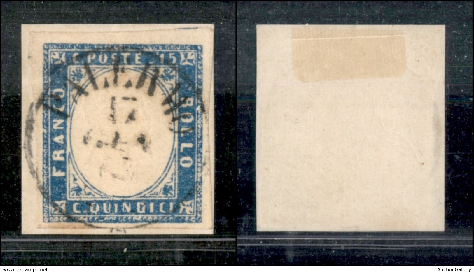 0201 REGNO - 1863 - 15 Cent Celeste Latteo (11d) Su Frammento - Palermo 17.1.63 - Cert. AG (1.675) - Other & Unclassified