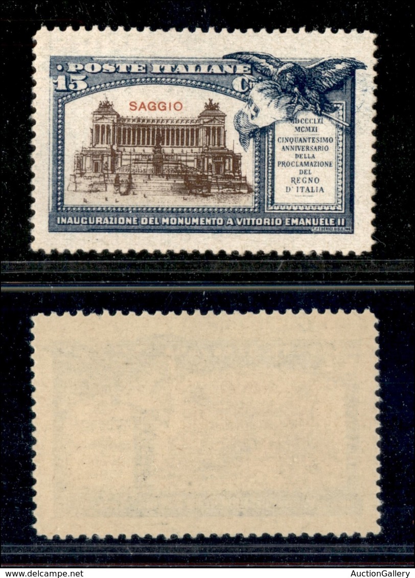 0224 REGNO - 1911 - Saggio - Cinquantenario E Monumento - 15 Cent (Unificato 98) - Gomma Integra - Autres & Non Classés