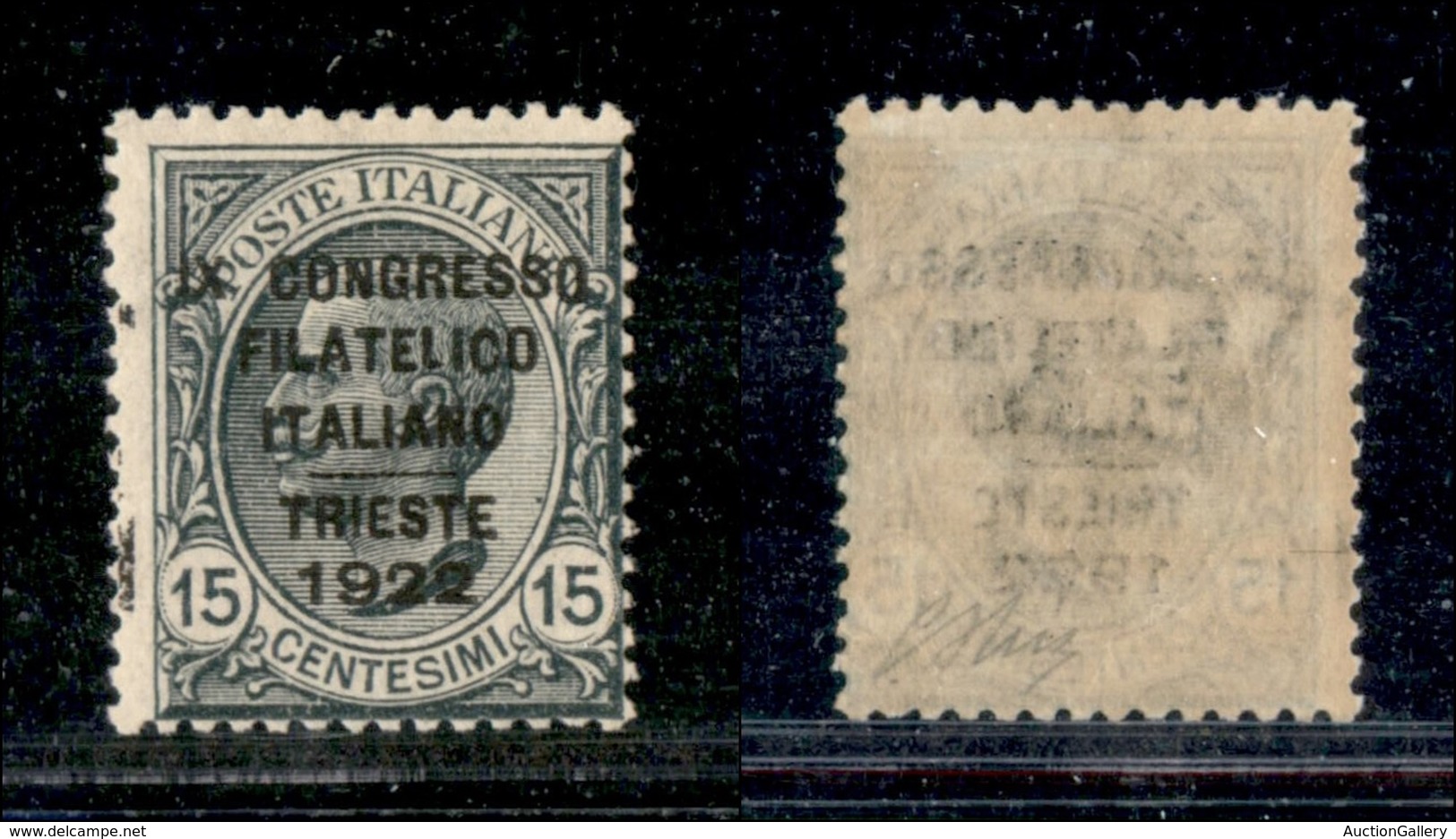 0239 REGNO - 1922 - Congresso Filatelico - 15 Cent (124b) Con Parti Di Spazio Tipografico A Sinistra - Invisibile Tracci - Autres & Non Classés