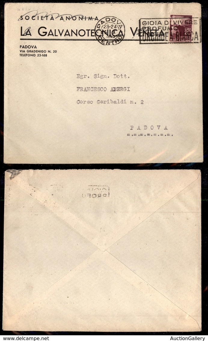 0265 REGNO - Padova 5 Ottobre 1945 - 20 Lire Democratica (561) Su Busta Per Città - Other & Unclassified