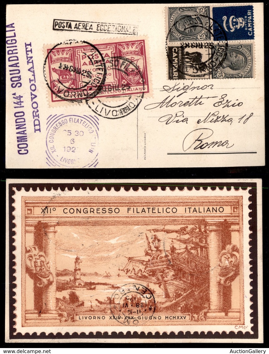 0269 REGNO - 1925 (28 Giugno) - Livorno Roma - Cartolina Con Vignetta E Annulli Speciali Del Volo - Other & Unclassified