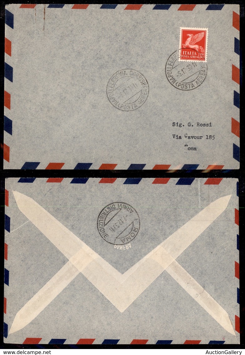 0274 REGNO - 1930 (6 Dicembre) - 10 Lire (17-Aerea) Isolato Su Aerogramma FDC Da Napoli A Roma - Other & Unclassified