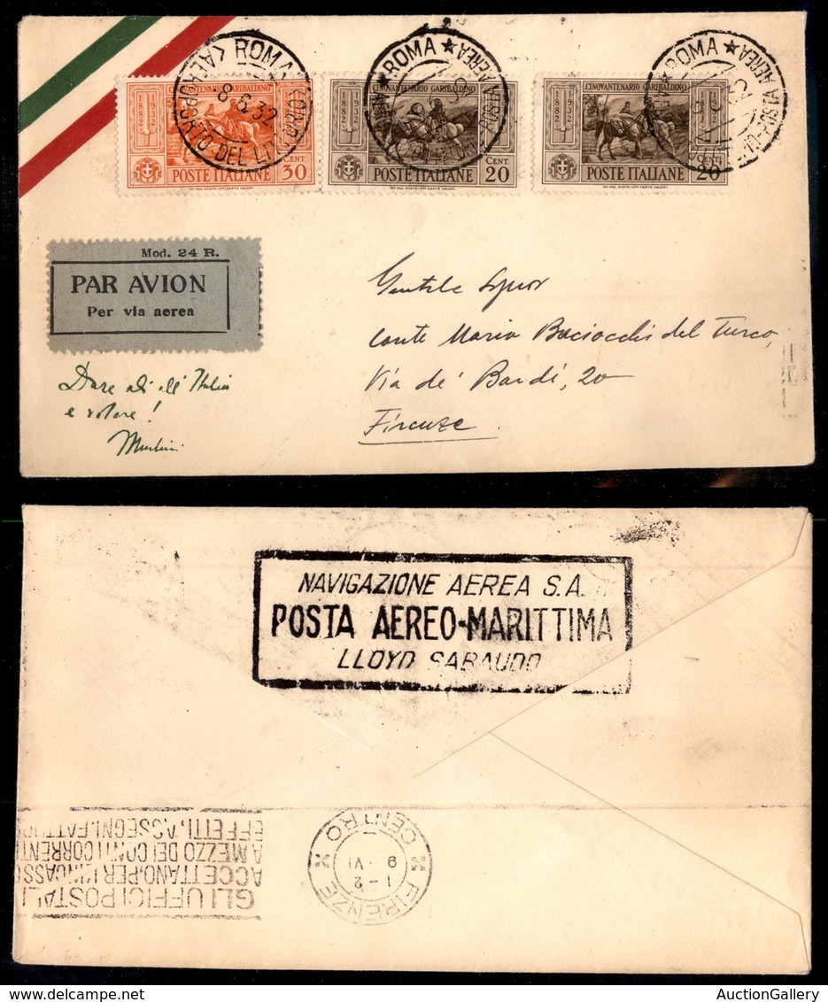 0275 REGNO - 1932 (8 Giugno) - Aerogramma Da Roma A Firenze - Other & Unclassified