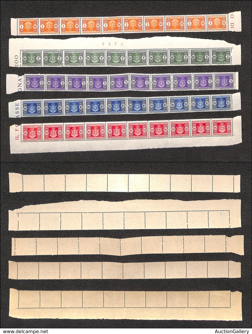 0297 REGNO - Segnatasse - Cinque Alti Valori Da 1 Lira A 20 Lire (92/96) In Striscie Orizzontali Di 10 - Gomma Integra ( - Other & Unclassified