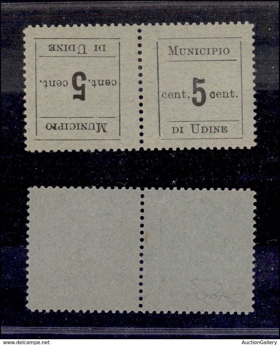 0349 OCCUPAZIONI - UDINE - 1918 - 5+5 Cent (1c) - Coppia Tete Beche - Gomma Integra - Molto Bella - Cert. Raybaudi (4.20 - Other & Unclassified