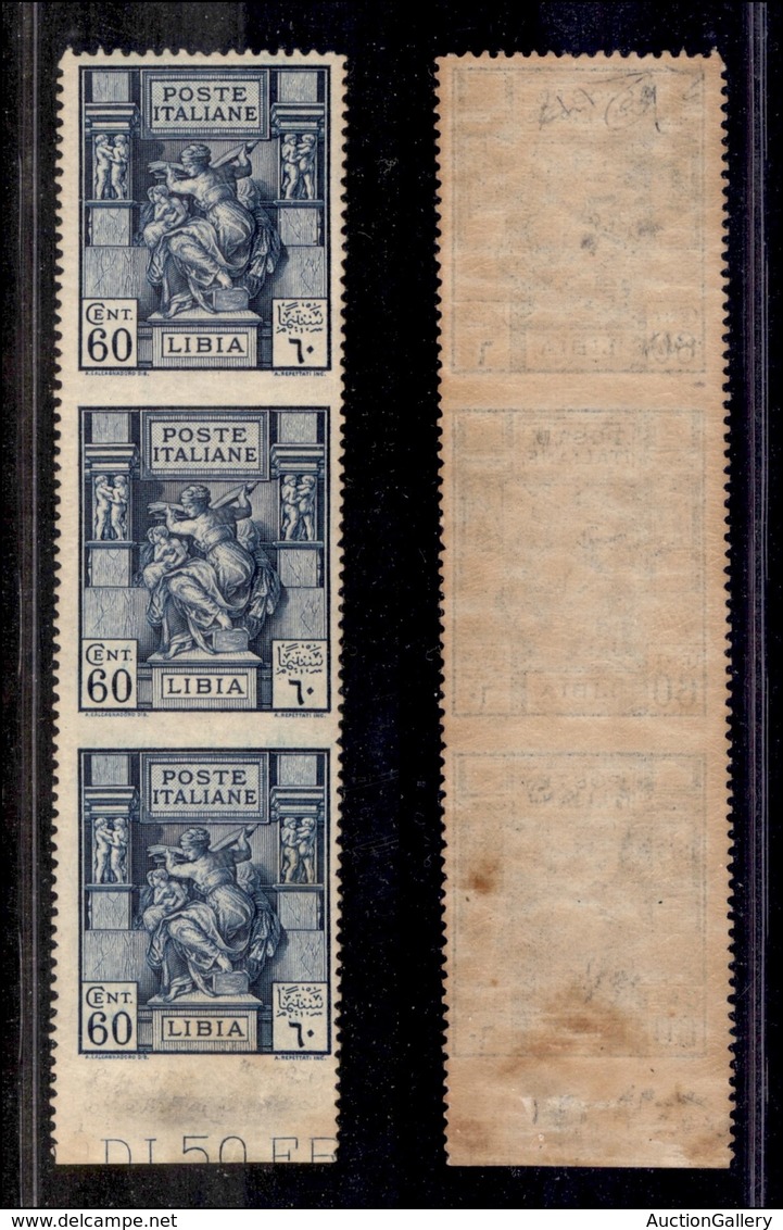 0390 COLONIE - LIBIA - 1924 - 60 Cent Sibilla (42l) - Striscia Verticale Bordo Foglio Dentellata In Orizzontale Solo In  - Other & Unclassified