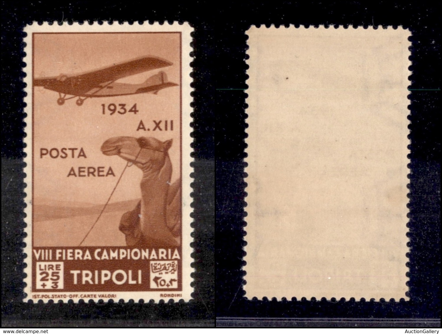 0400 COLONIE - LIBIA - 1934 - 25 Lire + 3 Ottava Fiera (18 - Aerea) - Gomma Integra (750) - Other & Unclassified