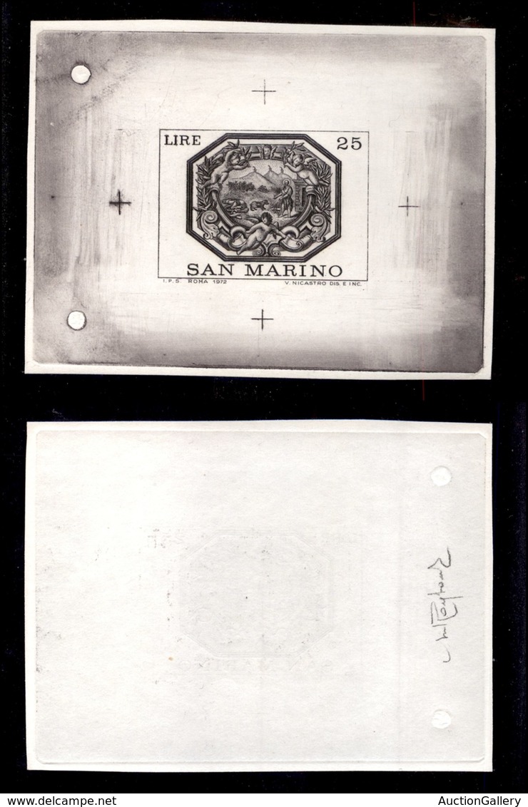 0461 SAN MARINO - Prove - 1972 - 25 Lire Allegoria (851) - Senza Filigrana - Cert. Raybaudi - Other & Unclassified