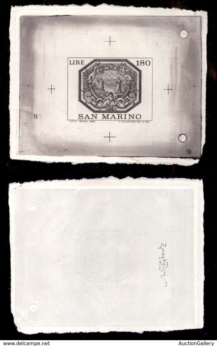 0465 SAN MARINO - Prove - 1972 - 180 Lire Allegoria - Non Adottato - Senza Filigrana - Cert. Raybaudi - Other & Unclassified