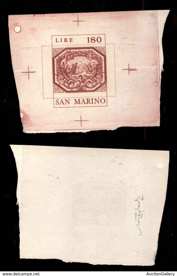 0466 SAN MARINO - Prove - 1972 - 180 Lire Allegoria (rosso) - Non Adottato - Senza Filigrana - Cert. Raybaudi - Other & Unclassified