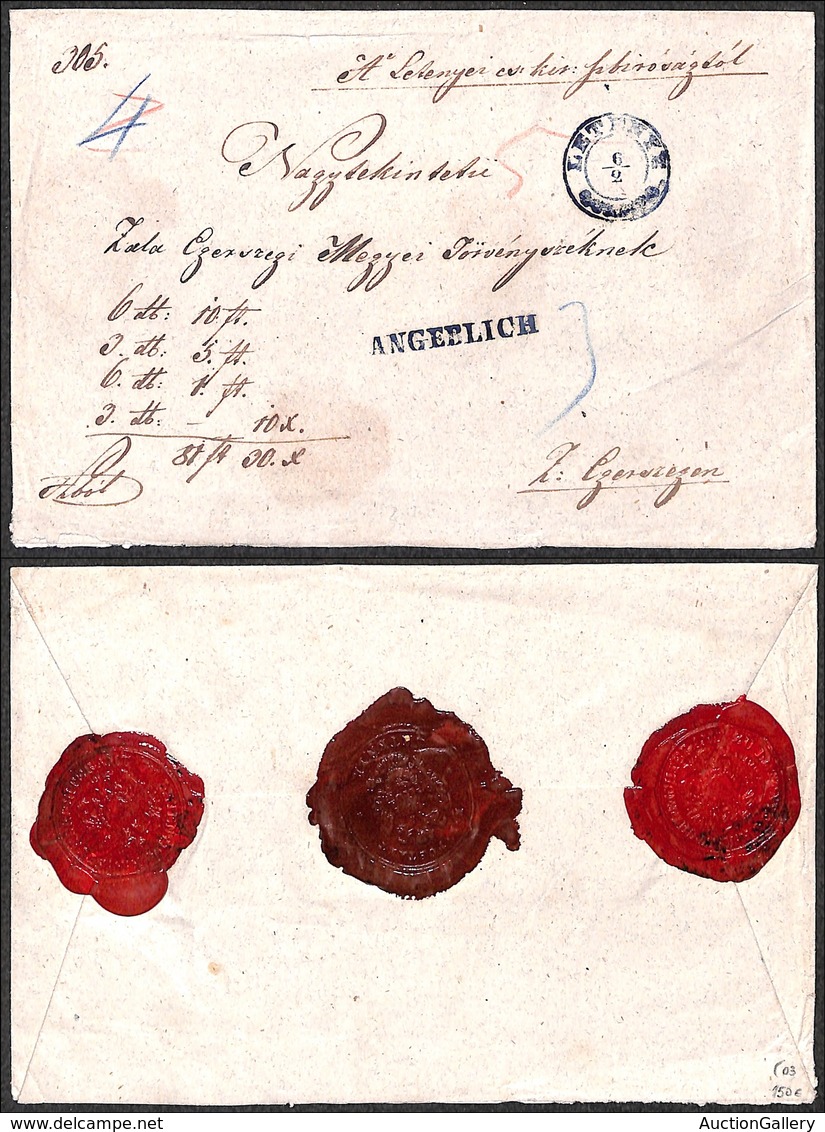 0496 ESTERO - AUSTRIA - Busta Lettera Denaro (81 Fiorini E 30 Kr) Da Letenye A Zala Egerjzegen - Angeblich - Splendidi S - Autres & Non Classés