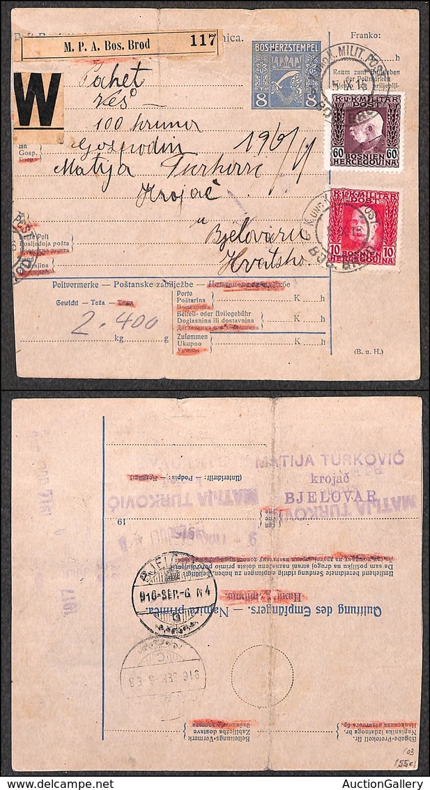 0512 ESTERO - AUSTRIA - Austria - Bosnia Herzegovina - Bollettino Pacchi Da KK Milit. Post. Bos. Brod A Bjelovarn Del 5. - Other & Unclassified