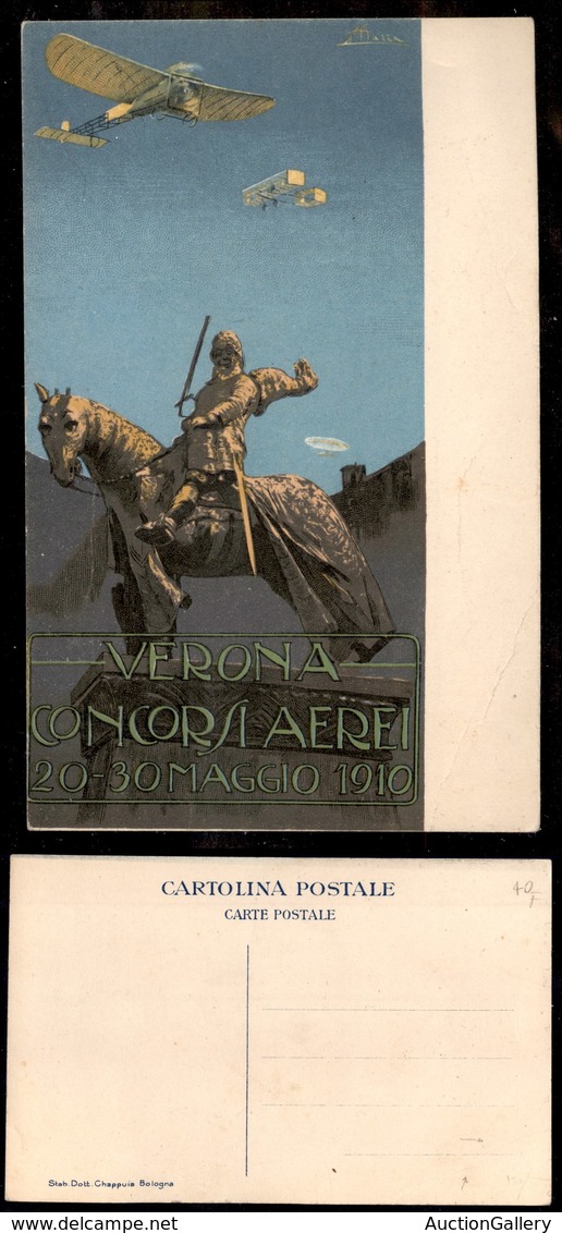 0589 CARTOLINE D'EPOCA - AVIAZIONE - Verona Concorsi Aerei - 20/30 Maggio 1910 - Nuova - Leggera Piega D’angolo - Other & Unclassified