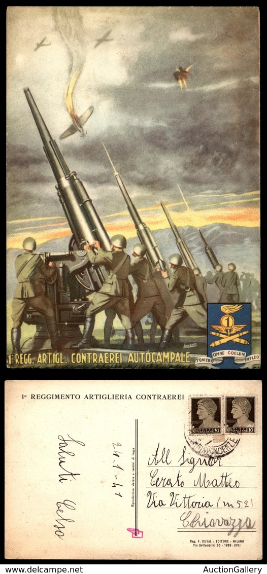 0607 CARTOLINE D'EPOCA - MILITARI - 1° Regg. Artiglieria Contraerei Autocampale - Boccasile - Usata 1941 - Other & Unclassified