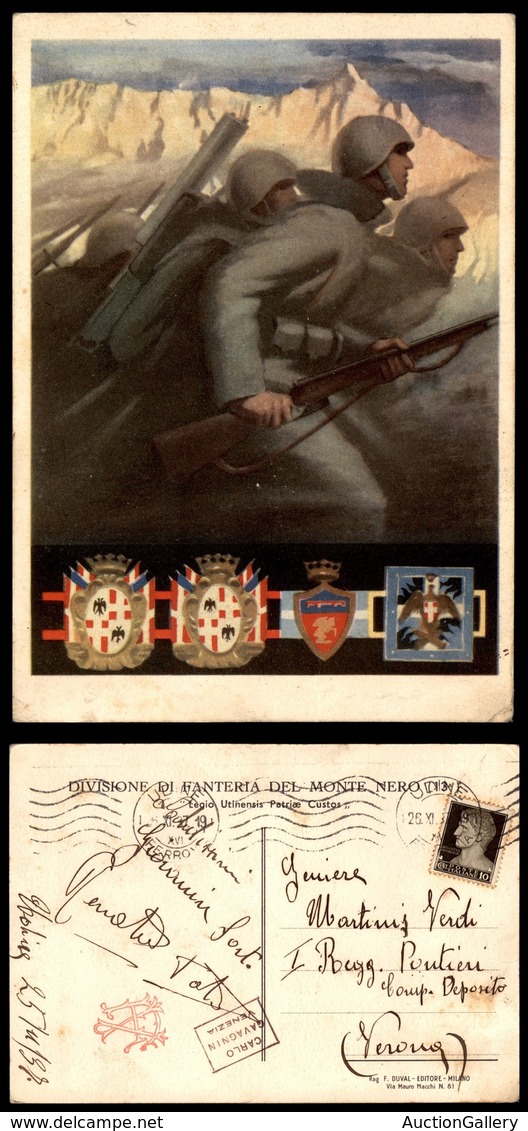 0617 CARTOLINE D'EPOCA - MILITARI - 13° Divisione Di Fanteria Del Monte Nero - Usata 1938 - Other & Unclassified