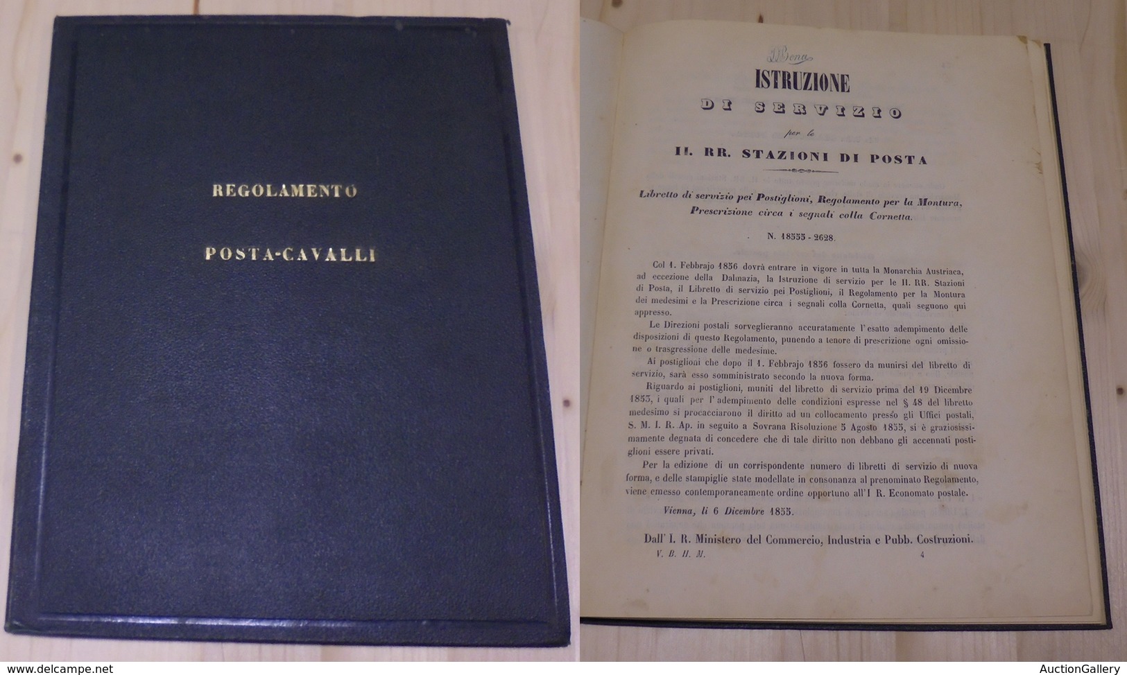 0638 LOTTI VARI E COLLEZIONI - DOCUMENTI - 1855 - Vienna 6 Dicembre - I.I.R.R. Stazioni Di Posta - Istruzione Di Servizi - Other & Unclassified