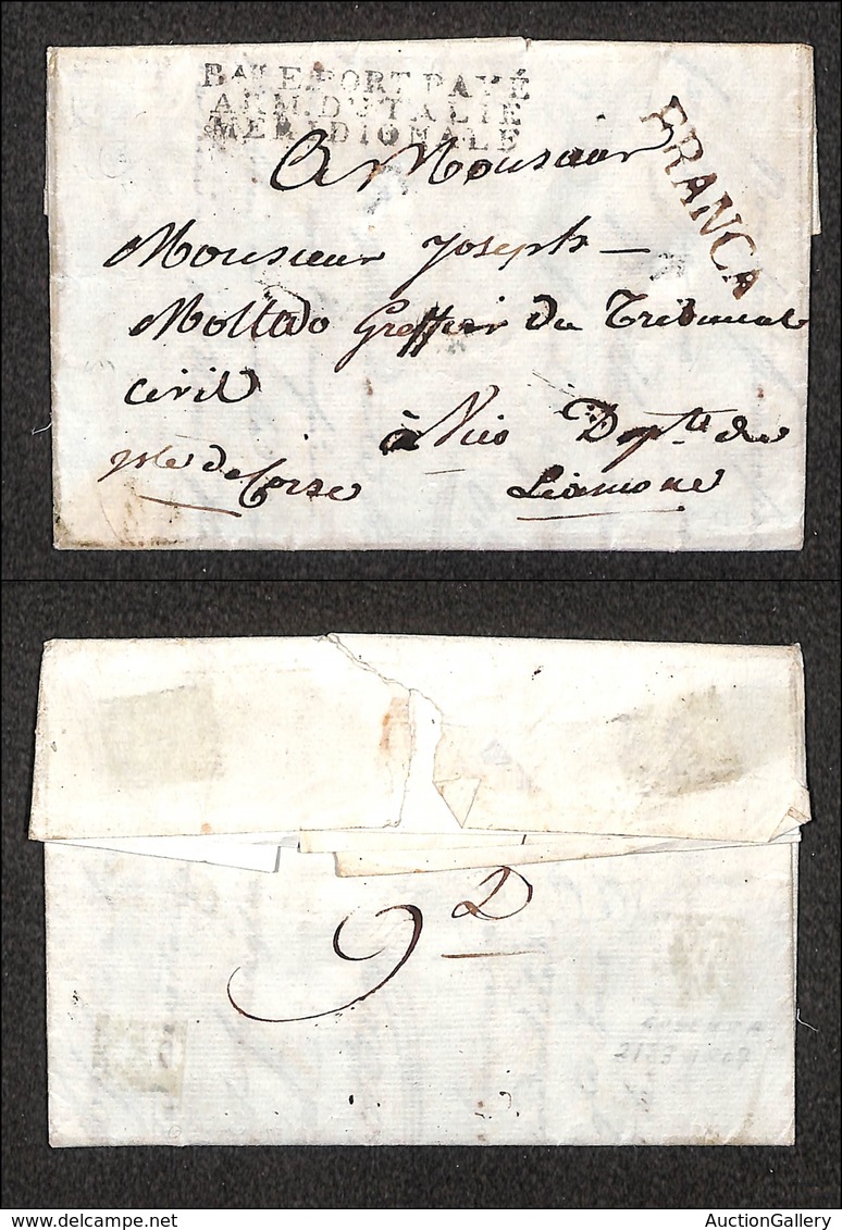 0648 LOTTI VARI E COLLEZIONI - PREFILATELICHE - 1807 - Regno Di Napoli - Posta Militare Francese “Bauhe Port-Paye Arm. D - Other & Unclassified