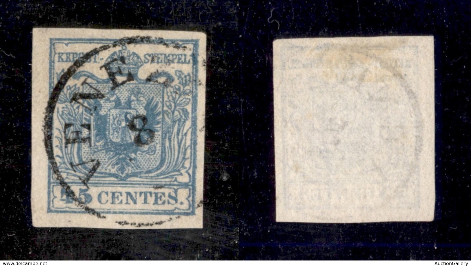 1022 ANTICHI STATI - LOMBARDO VENETO - 1852 - 45 Cent (11) - Parte Di Filigrana - Molto Bello - Usato - Other & Unclassified