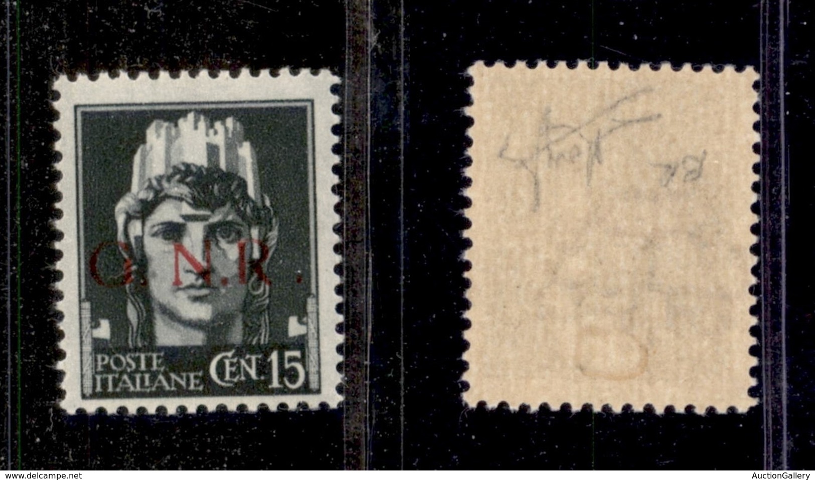 1497 REPUBBLICA SOCIALE - GNR BRESCIA - 1943 - GNR Brescia - 15 Cent (472/I L) - R Accostata A N - Nuovo Con Gomma - Ray - Other & Unclassified