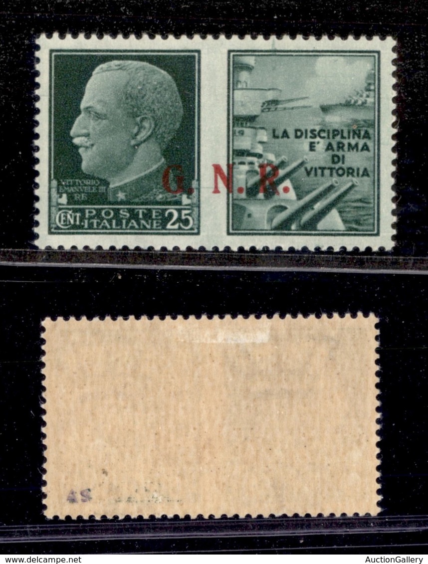 1498 REPUBBLICA SOCIALE - GNR BRESCIA - 1943 - GNR Brescia - 25 Cent Marina (13/II Ec - Propaganda) - Punto Grosso Dopo  - Other & Unclassified