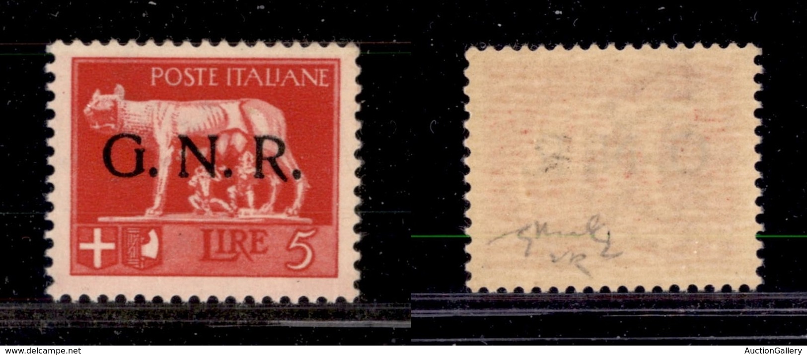 1554 REPUBBLICA SOCIALE - GNR VERONA - 1944 - GNR Verona - 5 Lire (485) - Gomma Integra - Chiavarello (52) - Other & Unclassified