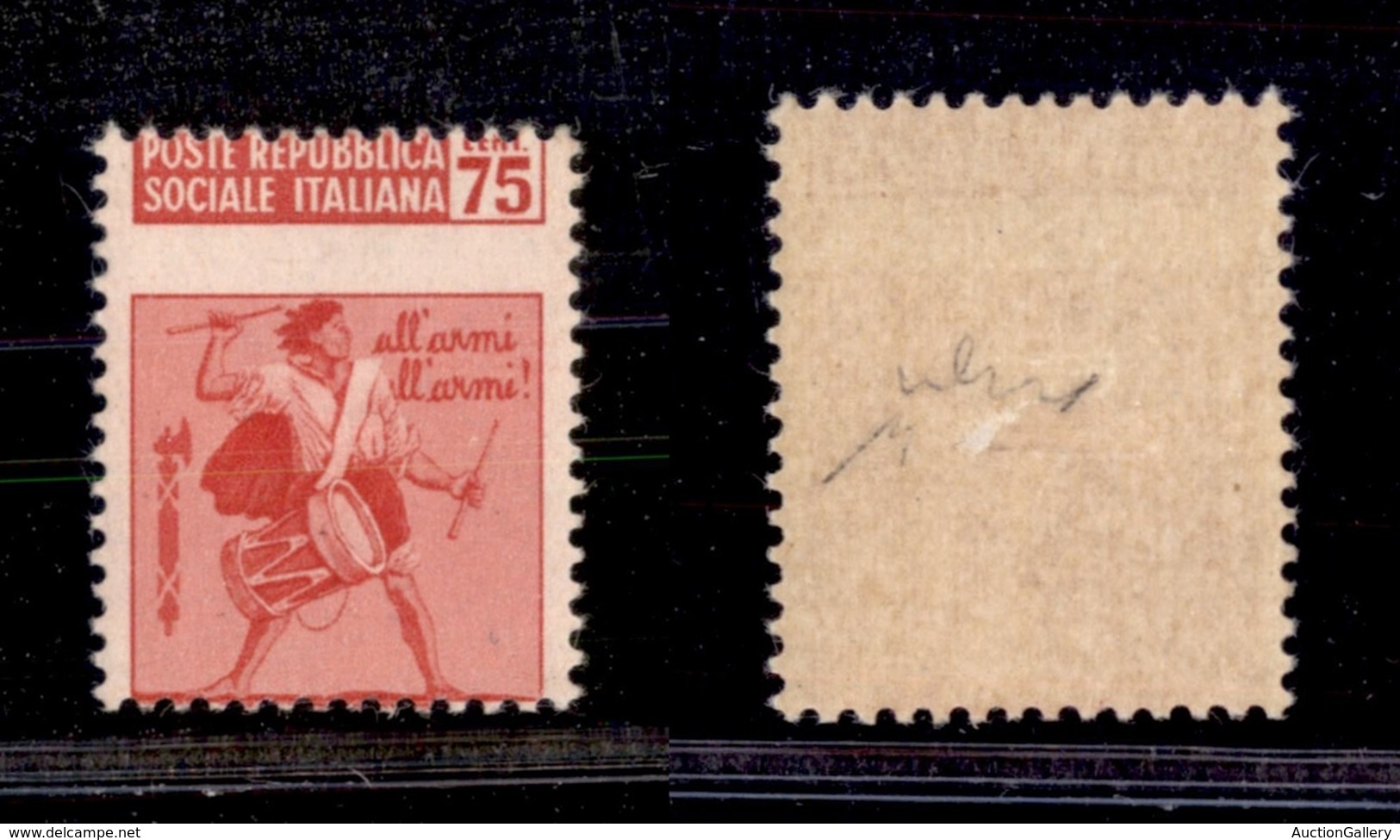 1582 REPUBBLICA SOCIALE - RSI - 1944/1945 - 75 Cent Tamburino (508d) - Dentellatura Orizzontale Fortemente Spostata In A - Other & Unclassified