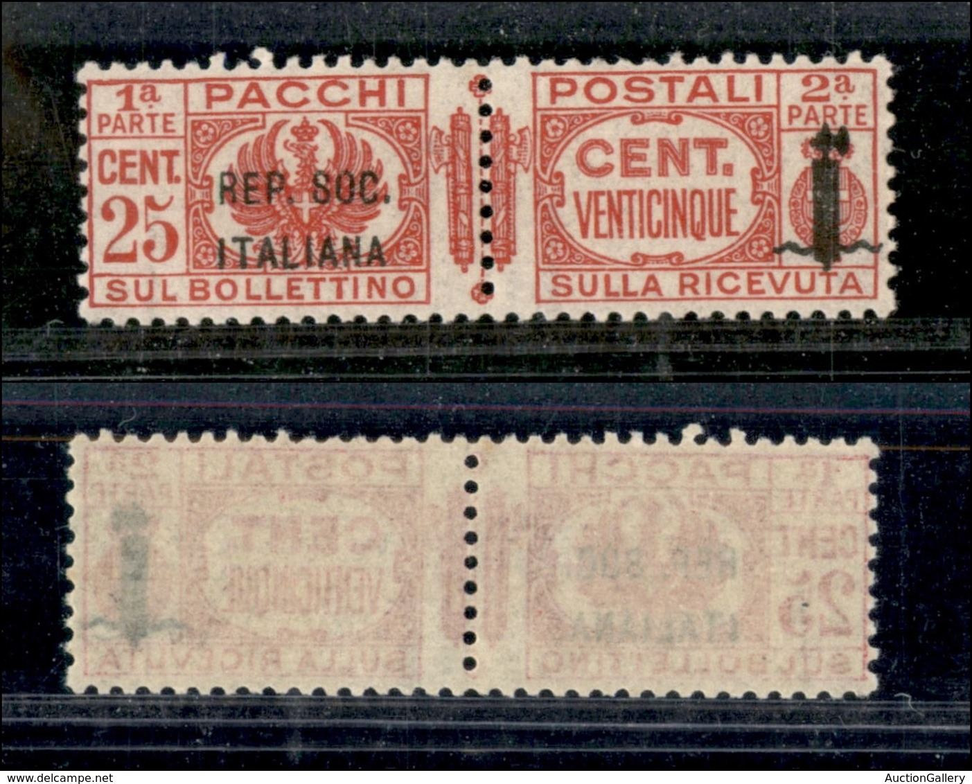 1585 REPUBBLICA SOCIALE - PACCHI POSTALI - 1944 - 25 Cent Pacchi Postali (38) - Gomma Integra - Ottimamente Centrato - M - Other & Unclassified