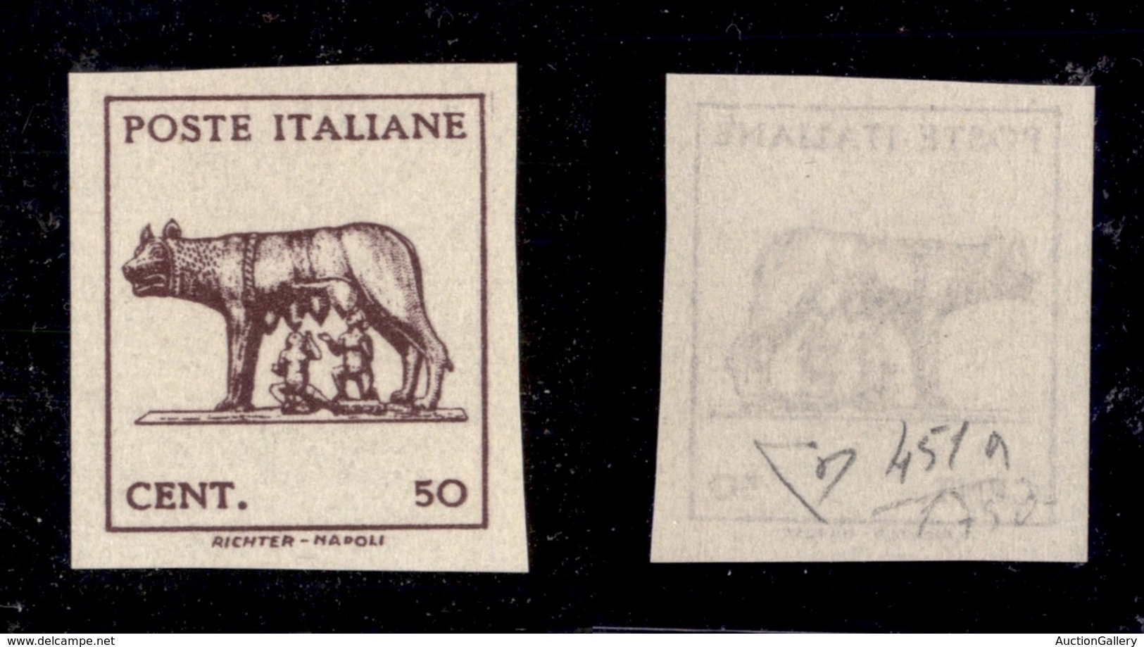 1593 LUOGOTENENZA - LUOGOTENENZA - 1944 - 50 Cent (515Ah) - Non Dentellato Senza Fondo Di Sicurezza (120) - Other & Unclassified