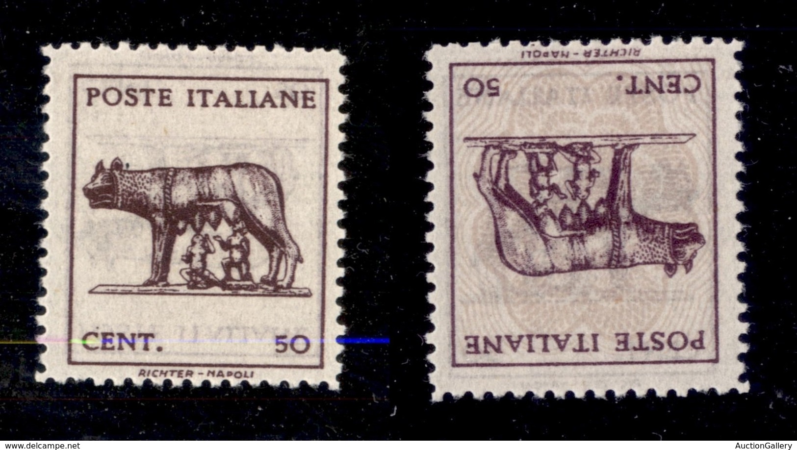 1599 LUOGOTENENZA - LUOGOTENENZA - 1944 - 50 Cent (515An) - Stampa Recto Verso (capovolta) Senza Fondo Di Sicurezza (130 - Other & Unclassified