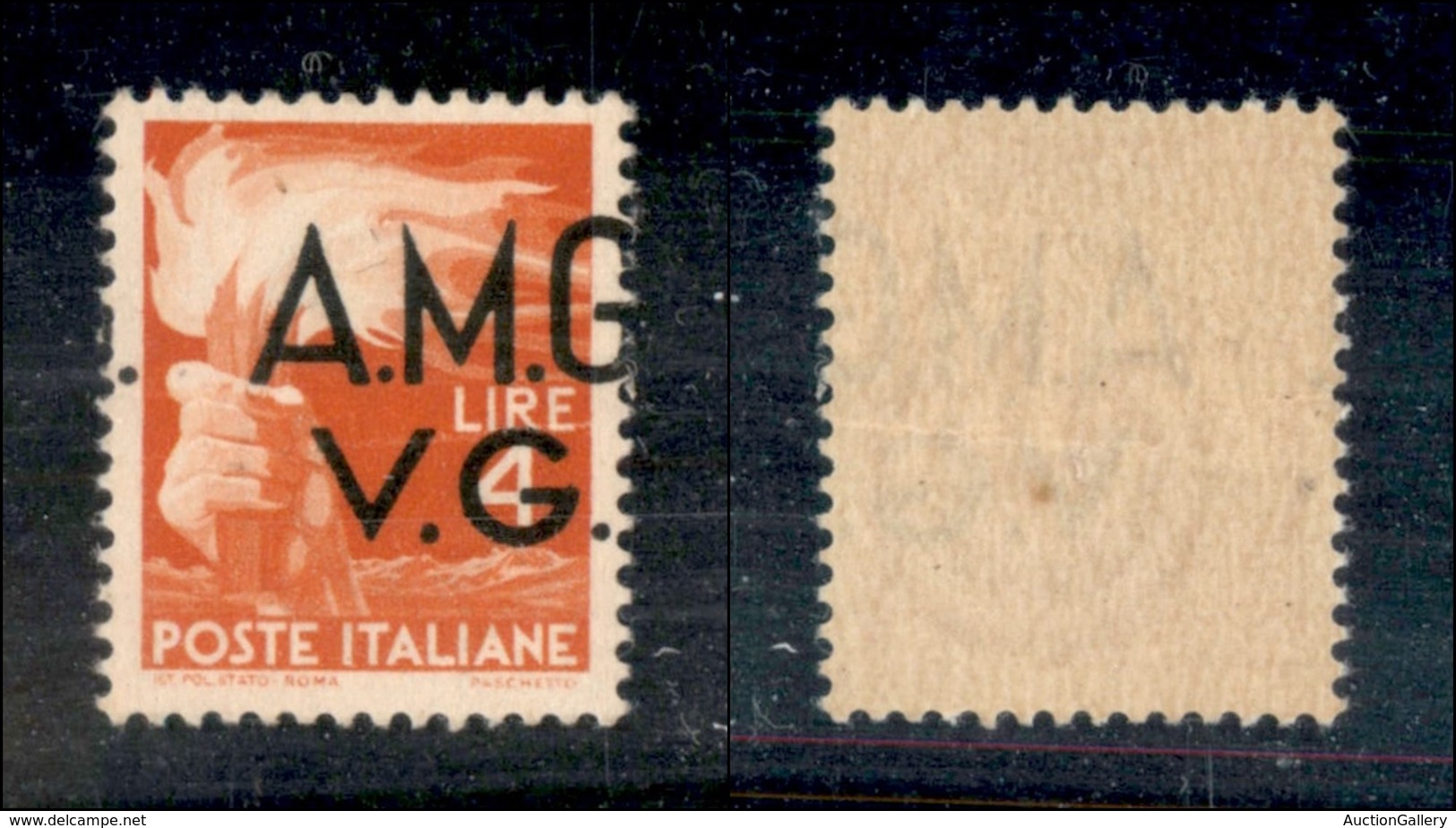 1622 TRIESTE - AMG-VG - 1945/1947 - 4 Lire Democratica Soprastampato (16ho) - Soprastampa Fortemente Spostata A Destra " - Other & Unclassified