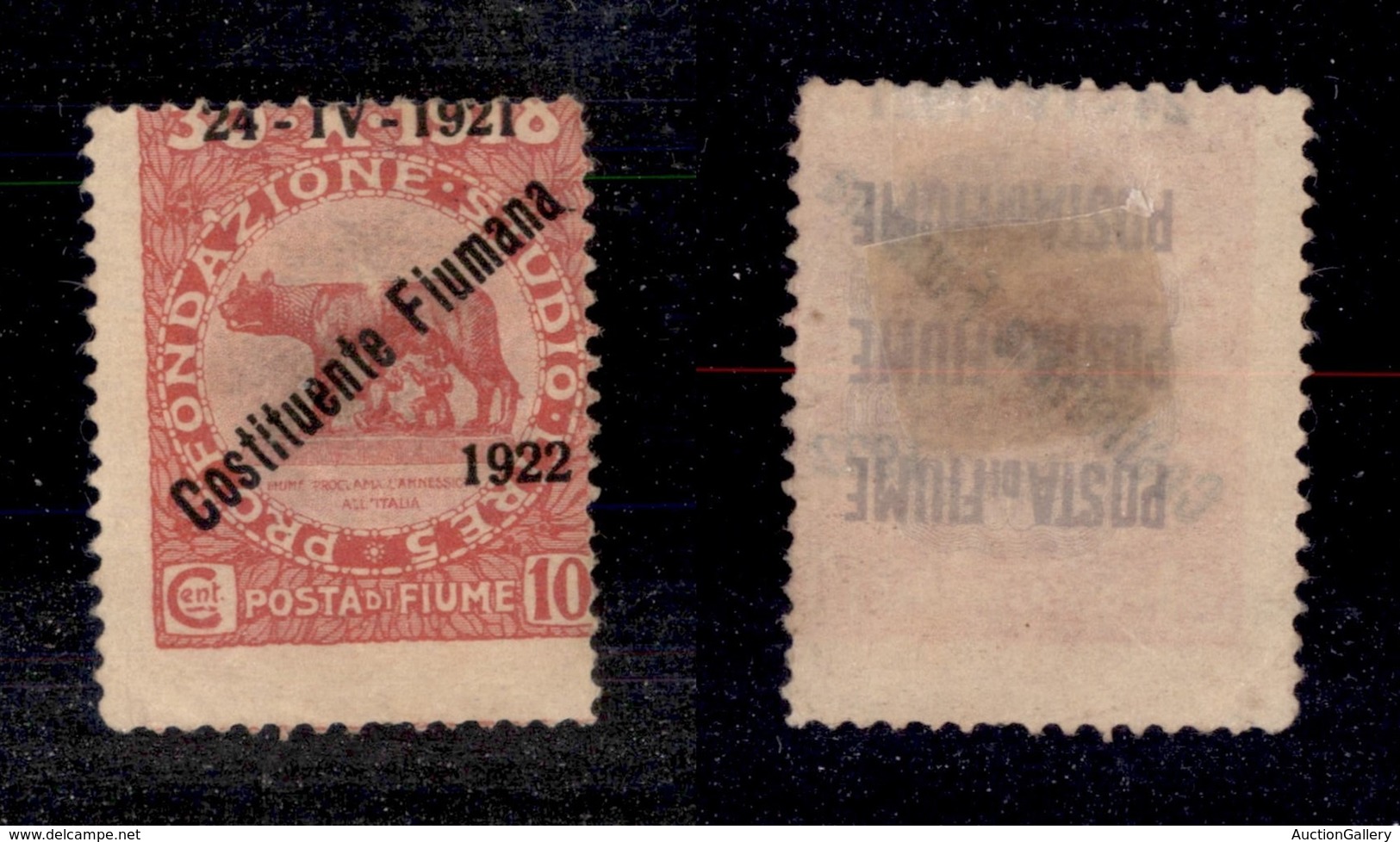 1656 OCCUPAZIONI - FIUME - 1922 - 10 Cent Costituente Fiumana (180) - Dentellatura Fortemente Spostata In Basso E A Sini - Other & Unclassified