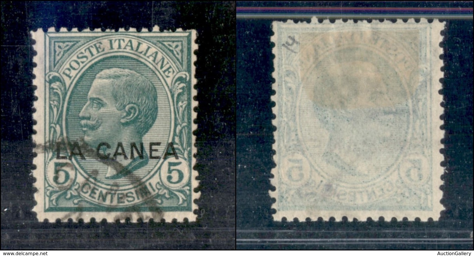 1693 UFFICI POSTALI ESTERO - LEVANTE - La Canea - 1907/1912 - 5 Cent Leoni Soprastampato (14) - Soprastampa Spostata In  - Other & Unclassified