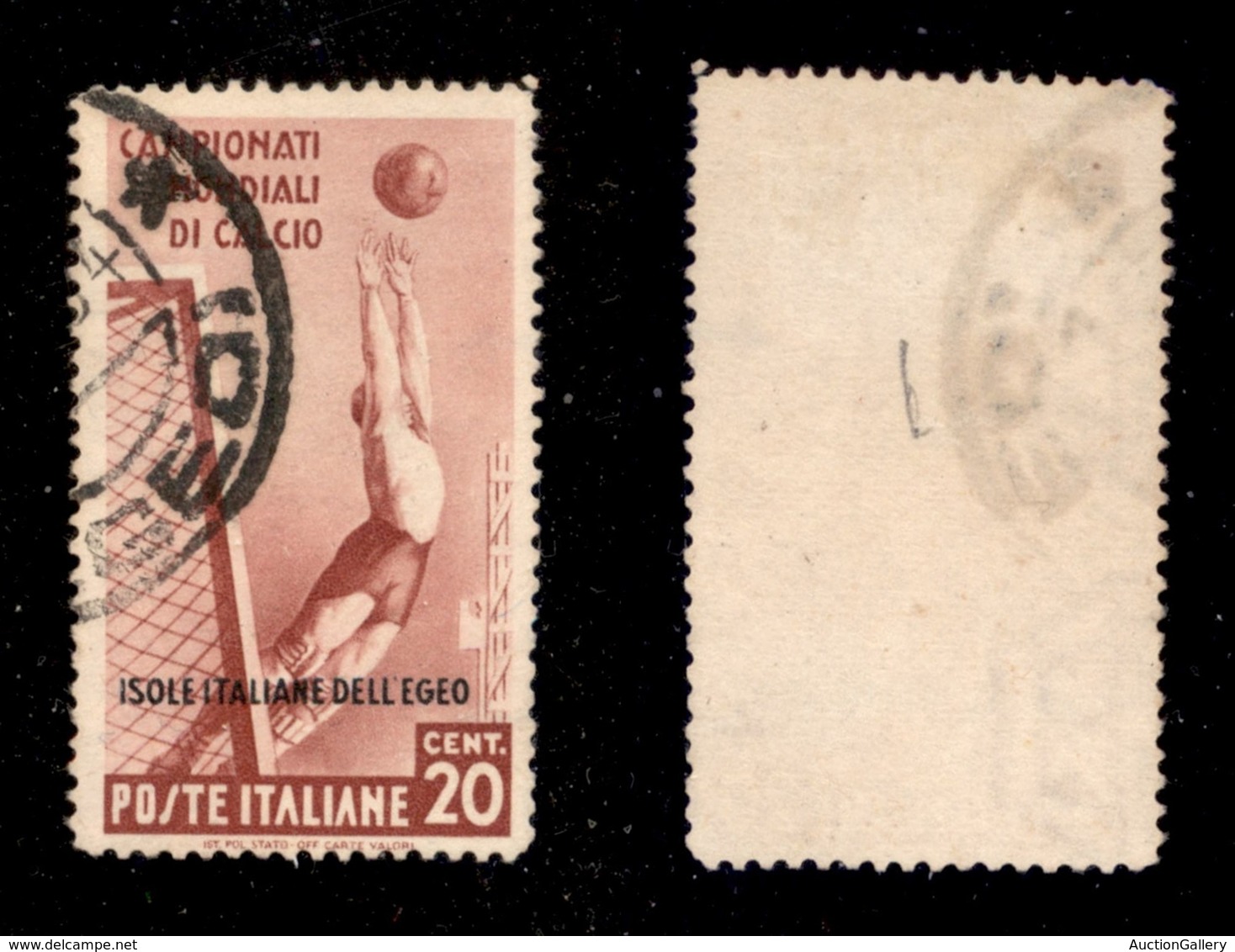 1728 COLONIE - EGEO - 1934 - 20 Cent Calcio Soprastampato (75) - Usato (130) - Other & Unclassified