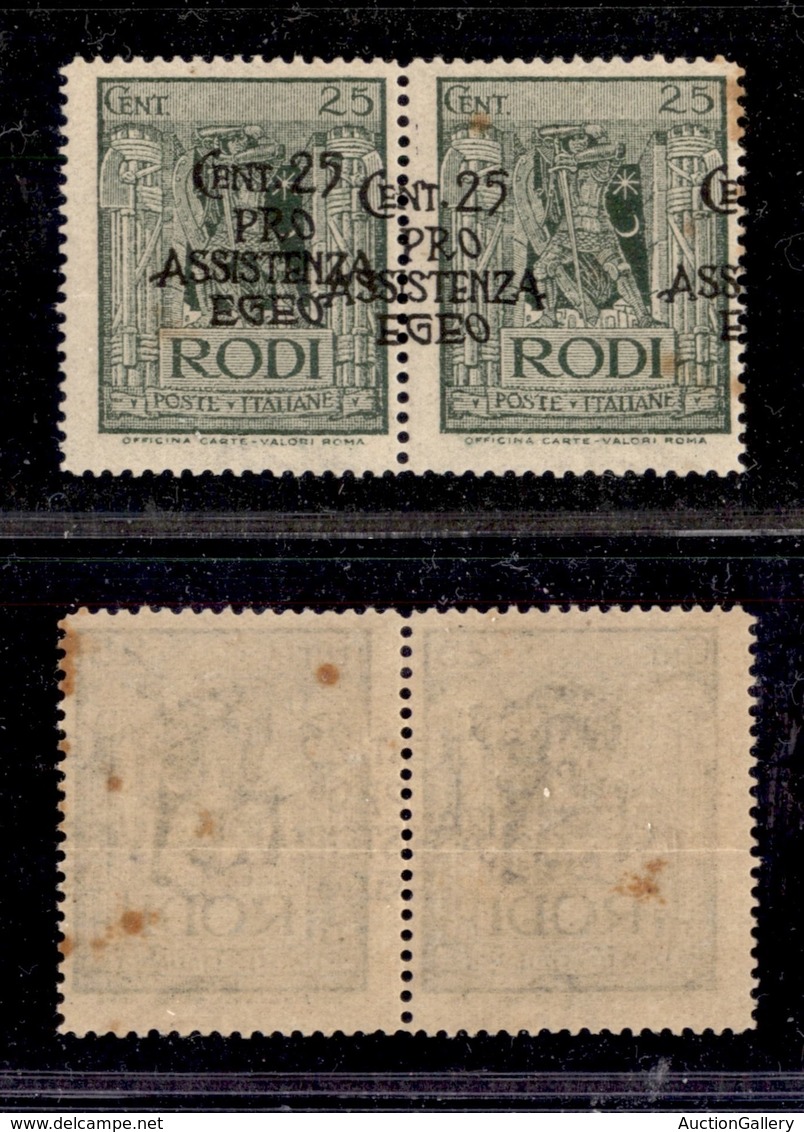 1734 COLONIE - EGEO - Occupazione Tedesca - 1943 - Pro Ass. Egeo (121+121fe) - Coppia Orizzontale Con Soprastampe Disall - Other & Unclassified