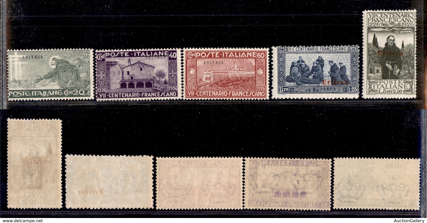 1773 COLONIE - ERITREA - 1926 - S.Francesco Soprastampati (102/106) - Serie Completa Di 5 Valori - Gomma Integra (50) - Other & Unclassified