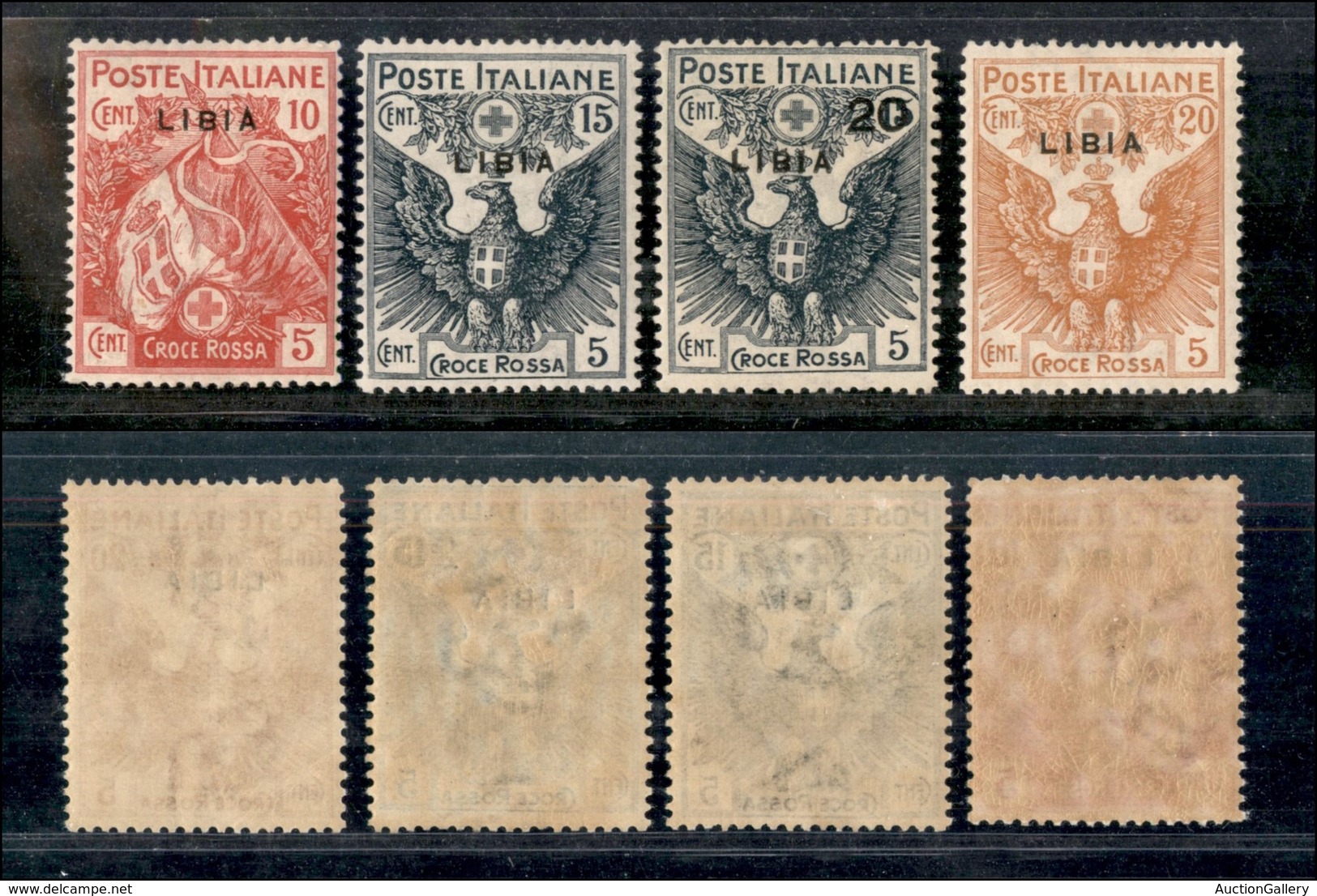 1792 COLONIE - LIBIA - 1915/1916 - Croce Rossa Soprastampati (13/16) - Serie Completa Di 4 Valori - Ottima Centratura -  - Other & Unclassified