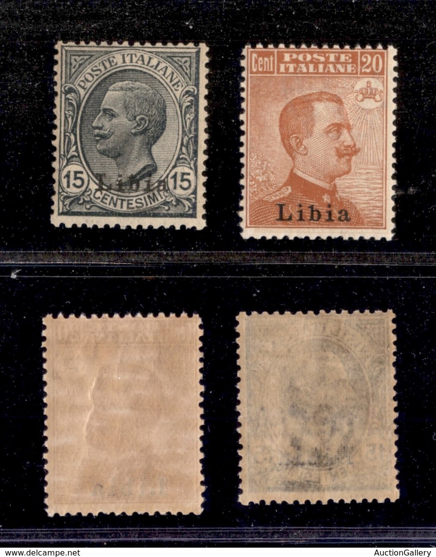 1799 COLONIE - LIBIA - 1919/1920 - 20 Cent Michetti (20) + 15 Cent Leoni Soprastampati (33) - 2 Valori - Gomma Integra ( - Other & Unclassified