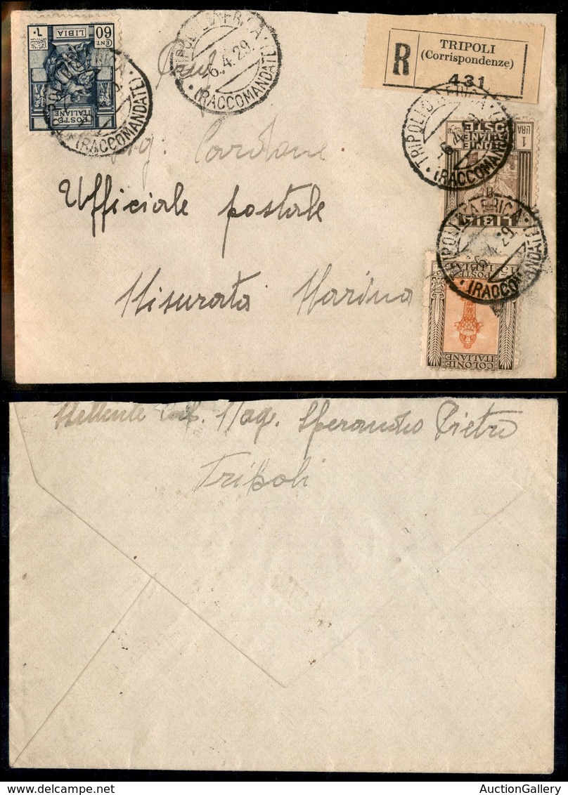 1860 COLONIE - LIBIA - STORIA POSTALE - 60 Cent (56) + 15 Cent (62) + 1 Lira (65) - Raccomandata Da Tripoli A Misurata D - Other & Unclassified
