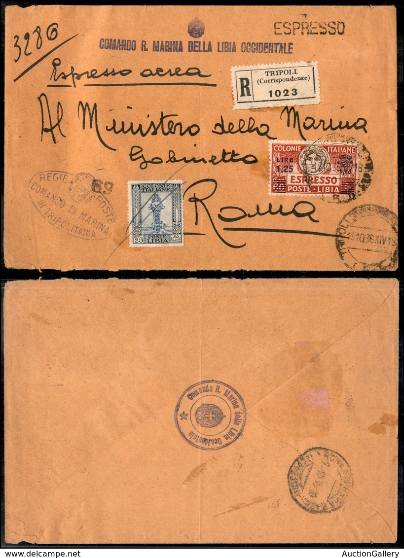 1903 COLONIE - LIBIA - STORIA POSTALE - 25 Cent (49) + 1,25 Lire Espresso (12) - Raccomandata Da Tripoli A Roma Del 15.1 - Other & Unclassified